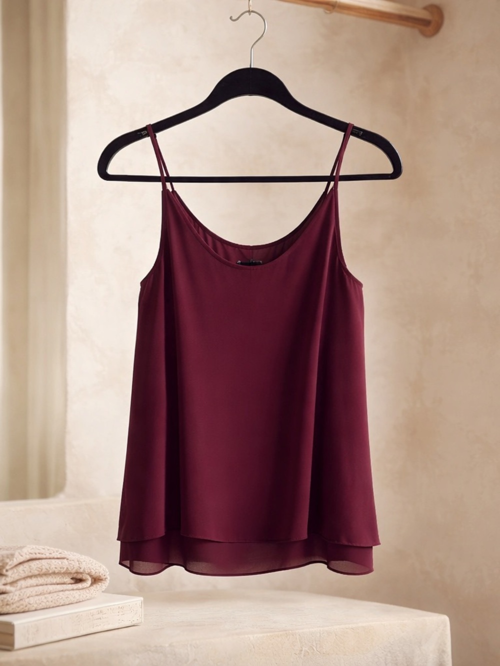 krisa Layered Chiffon Camisole   Wine colored  Women’s large